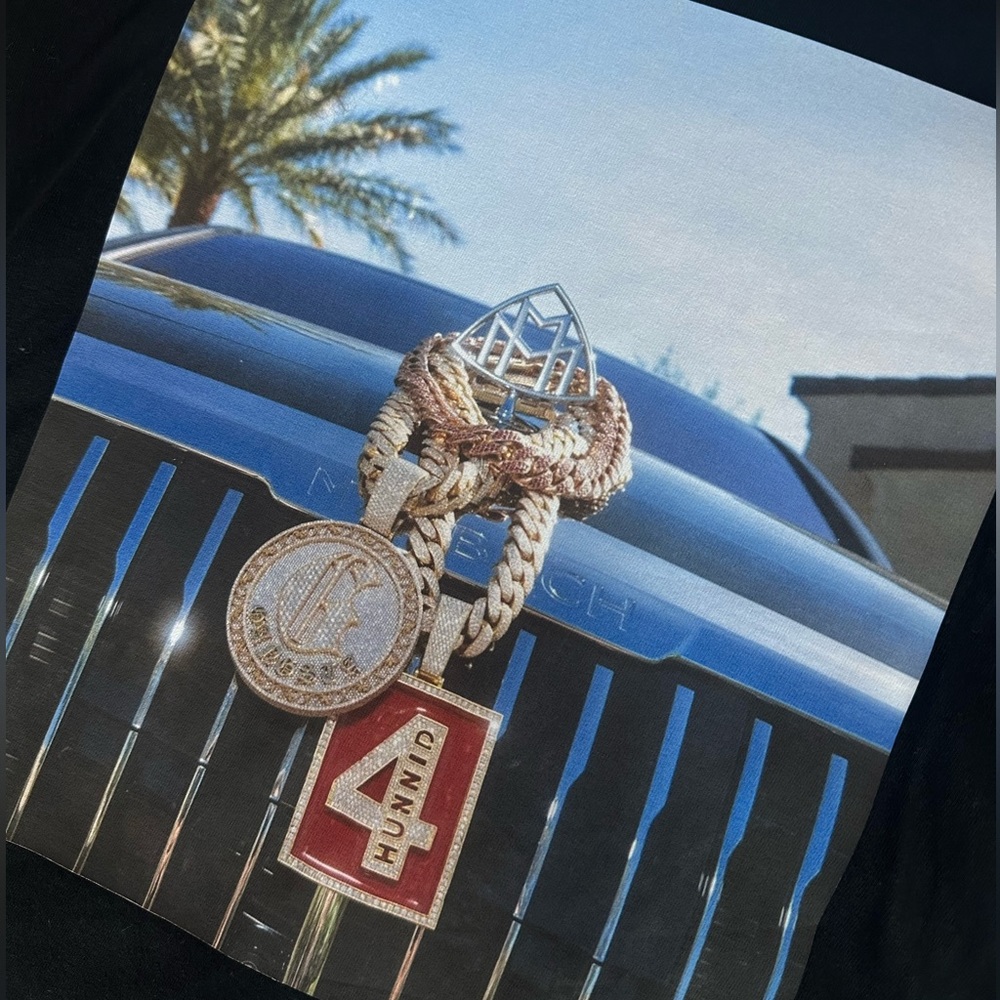 EXTREMELY RARE yg 4hunnid diamond chain maybach shirt
